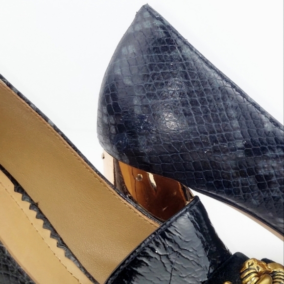 Tory Burch Black and Gold Chain Heels - Picture 13 of 16